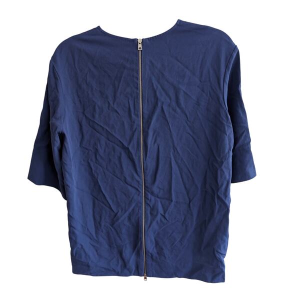 Everlane Women's Round Neck 3/4 Sleeve Top Blouse Back Zip Blue Size 8 - Picture 3 of 6